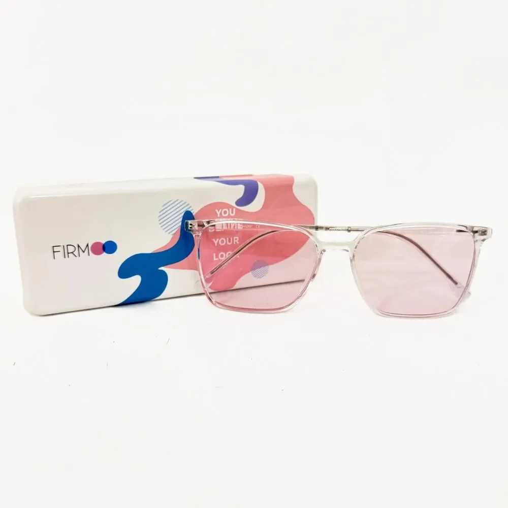 FIRMOO TR30638 Clear Oversized L Glasses Pink Light Fashion Tint 10% Square